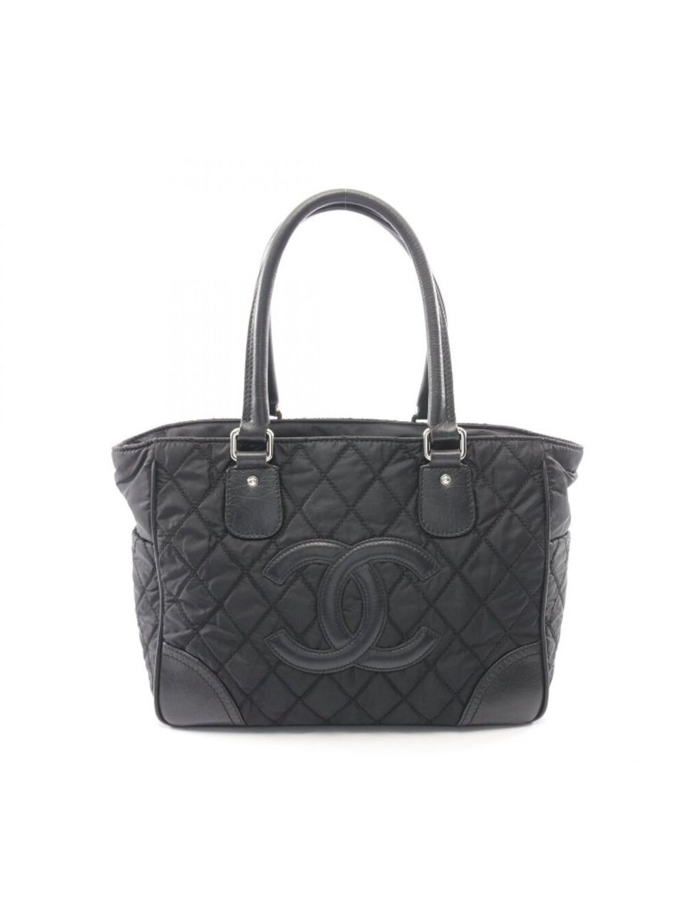 Chanel Tote Paris New York Line Black Nylon Leather New